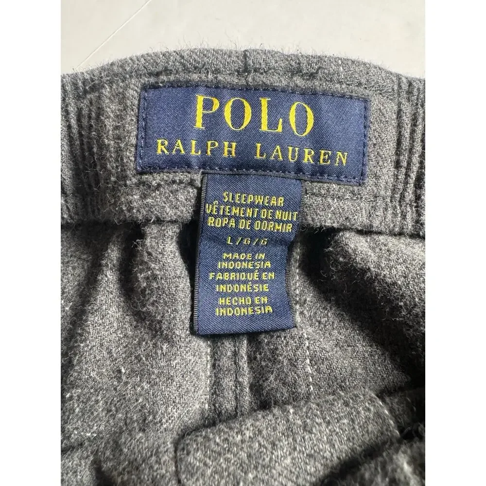 Polo Ralph Lauren Men’s L Gray Plaid Sleepwear Lounge Pajama Pants Pony